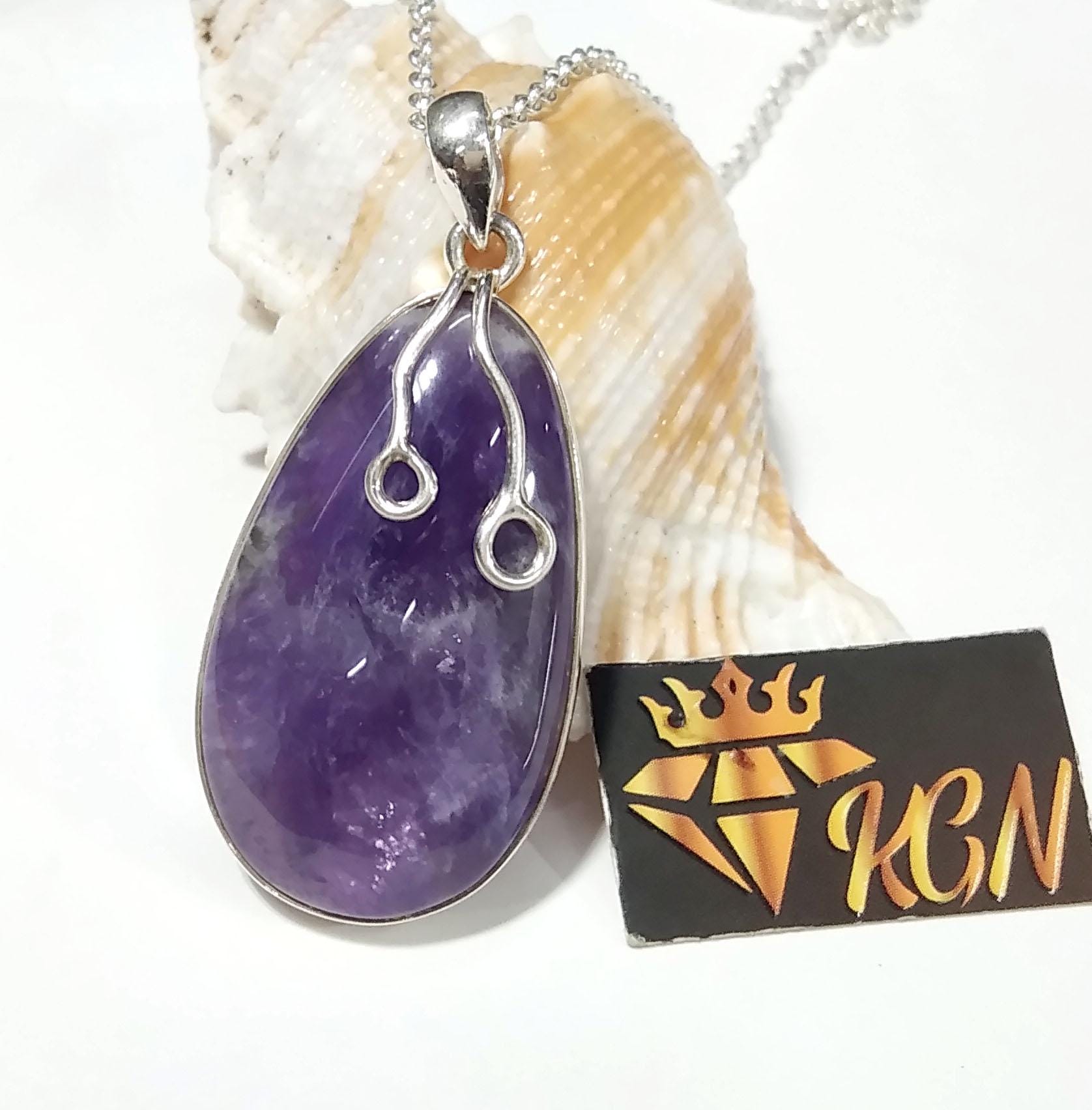 Natural Amethyst Gemstone Chain Pendant Necklace, Solid 925 Starling Silver Pendant, Stylish Pendant Jewelry, Gift Wedding Pendant Jewelry